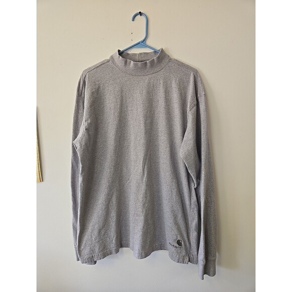 Carhartt Mock Neck Long Sleeve T Shirt Gray Minimalist Workwear XL - Picture 1 of 9